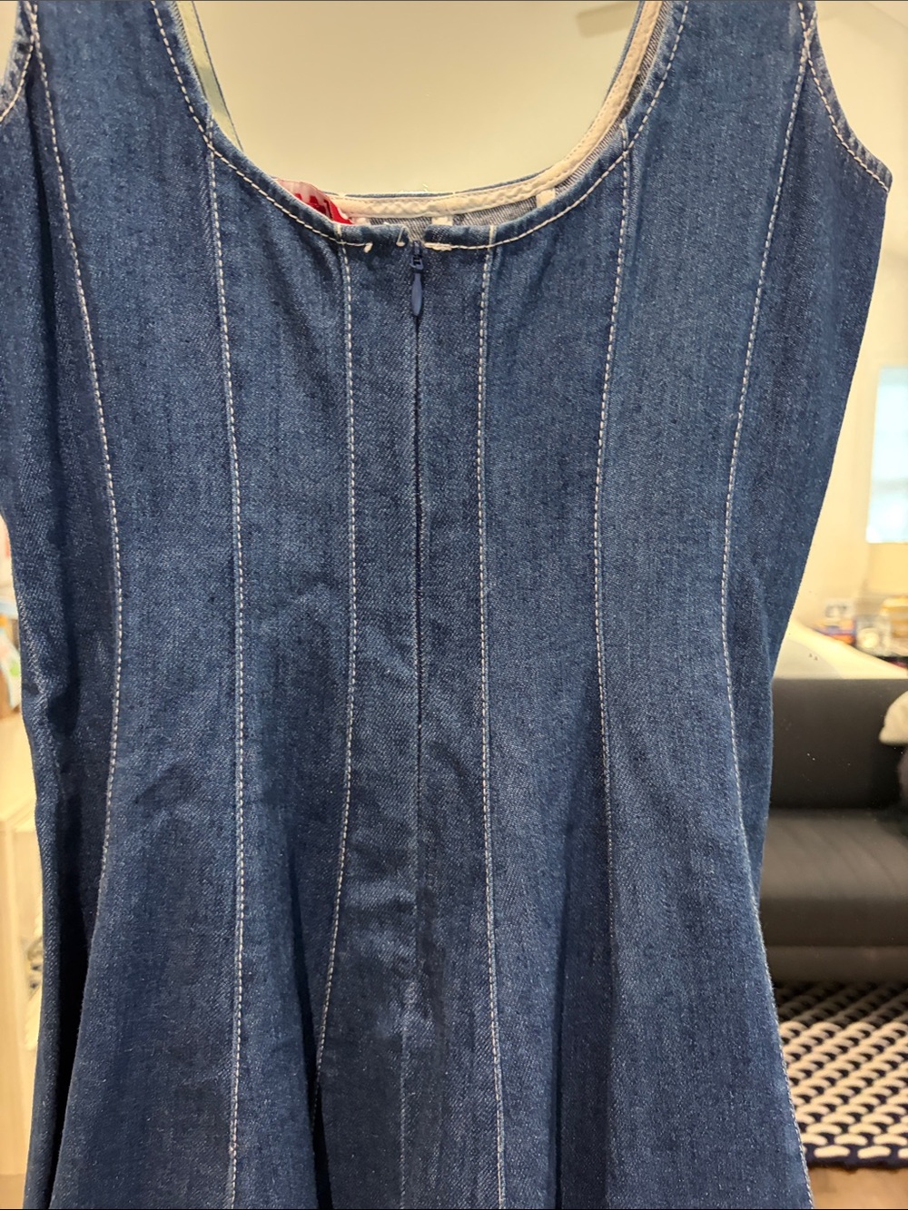 STAUD Blue Denim Fit-and-Flare Mini Dress - Picture 6 of 8